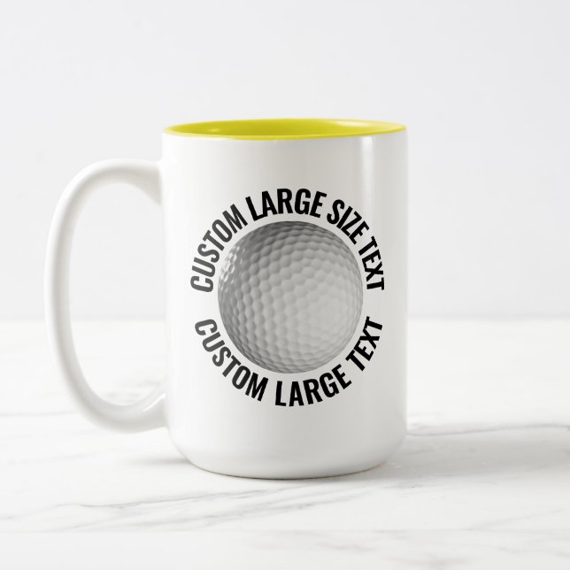 Golfboll & Stor Text GUL 15oz Anpassad Två-Tonad Mugg (Vänster)