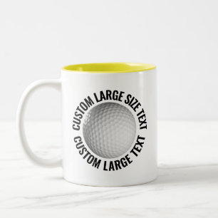 Golfboll & Stor Text GUL 325ml Custom Två-Tonad Mugg