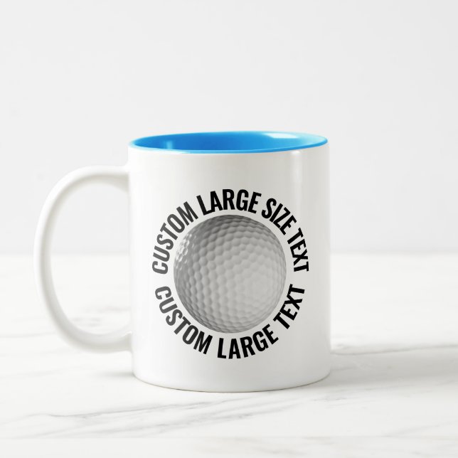 Golfboll & Stor Text LJUSBLÅ 325ml Custom Två-Tonad Mugg (Vänster)