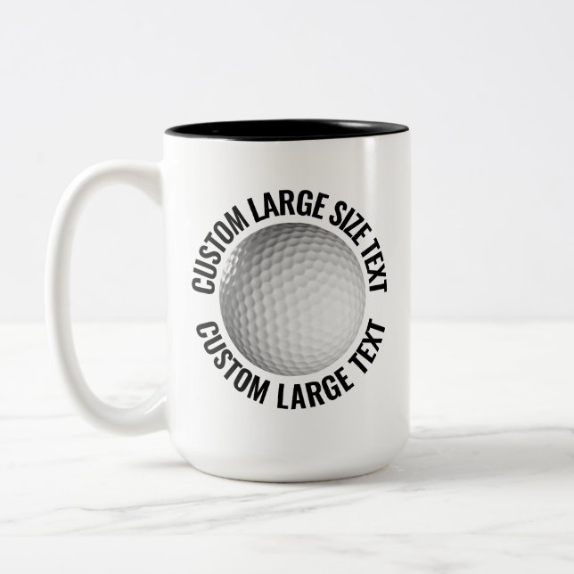 Golfboll & Stor Text SVART 15oz Anpassad Två-Tonad Mugg (Vänster)