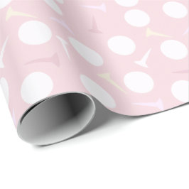 Golfboll & Tee-mönster Ljusrosa Presentpapper