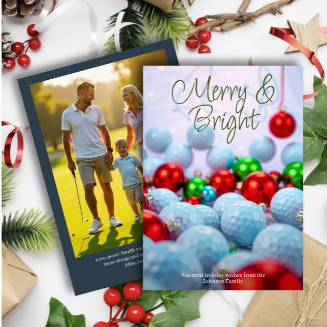 Golfbollar & Blankande Prydnader • Familjefoto Nav Julkort (Skapare uppladdad)