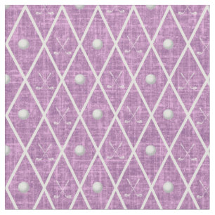 Golfbollar & klubbor Argyle på ljus rosa lila Tyg