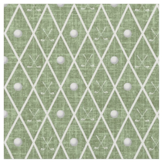 Golfbollar & klubbor Argyle på Pickle Green Tyg (Närbild)
