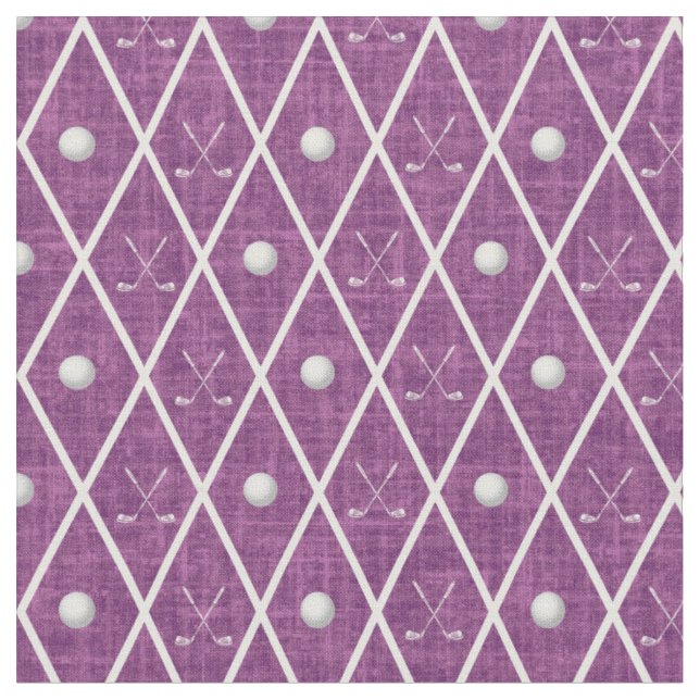 Golfbollar & klubbor Argyle på rosa lila Tyg (Närbild)