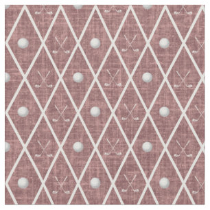 Golfbollar & klubbor Argyle på rosa trä rosa Tyg