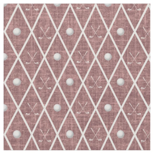 Golfbollar & klubbor Argyle på rosa trä rosa Tyg (Närbild)