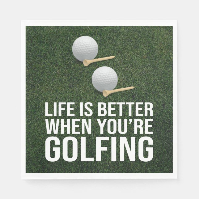 Golfbollar på grön gräsbakgrund pappersservett (Framsidan)