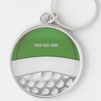Golfbollhatt Keychain Rund Silverfärgad Nyckelring