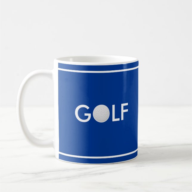 Golfbolls text på kunglig blå kaffemugg (Vänster)