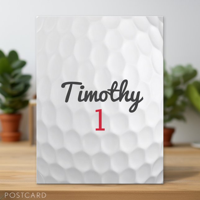 Golfbollsgropar med svart namn rött nummer vykort (Custom Postcard)