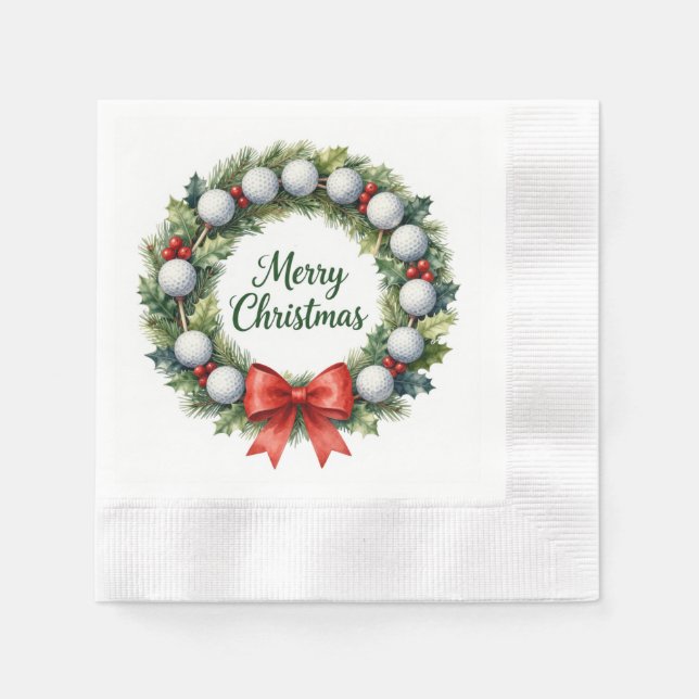 Golfbollsjulkrans God Jul Pappersservett (Framsidan)