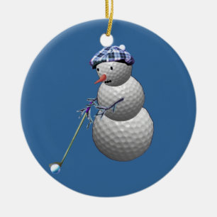 Golfbollsnögubbe Julgransprydnad Keramik