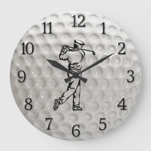 Golfbollväggen tar tid på w numrerar och golfare stor klocka