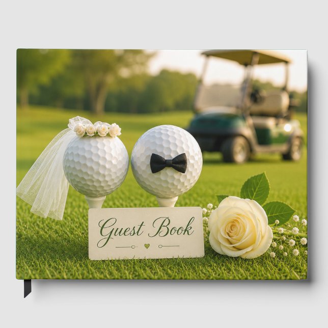 Golfbrud och -brudgum på golfbana gästböcker (Framsida)