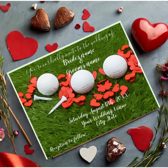 Golfbsll med golfbsll med Golf Wedding-inbjudnings Vykort (Skapare uppladdad)