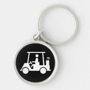 GolfBuggy Rund Silverfärgad Nyckelring