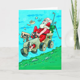 Golfcart julhälsningskort helgkort