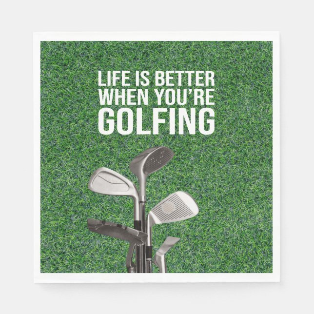 Golfcitat för grönt gräs för golfer party pappersservett (Framsidan)