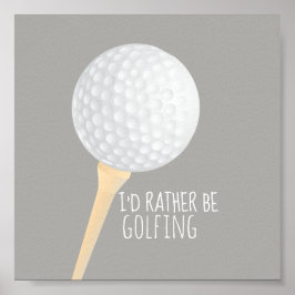 golfcitat poster för golfergrått och vitt