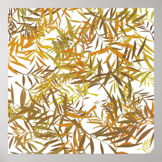 Golfd, Bronze and Brown Willow Leaves Poster (Framsidan)