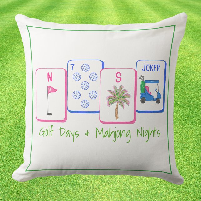 Golfdagar & Mahjongnätter / Golf Tiles Mahjong Kudde (Skapare uppladdad)
