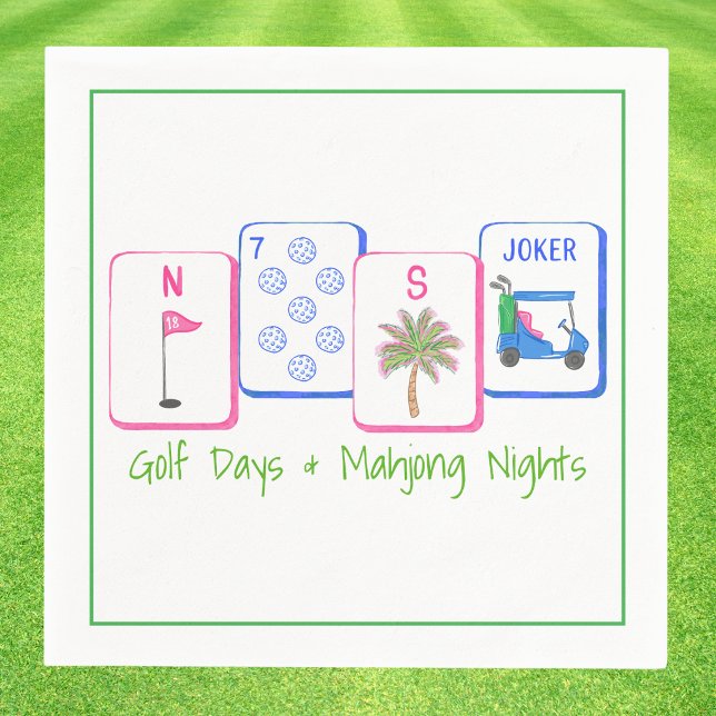 Golfdagar & Mahjongnätter / Golf Tiles Mahjong Pappersservett (Skapare uppladdad)