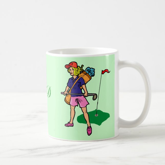 Golfdamgolfare med monogrammuggen kaffemugg (Höger)