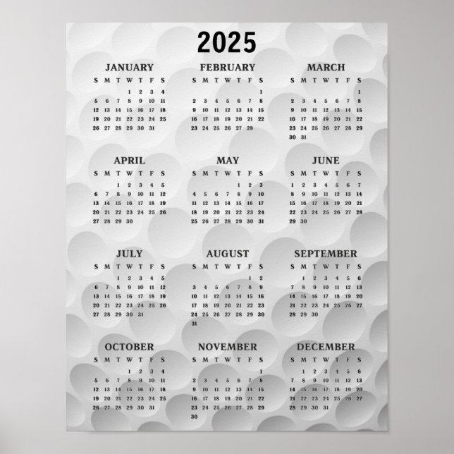 Golfdesign 2025 Kalender Poster (Framsidan)