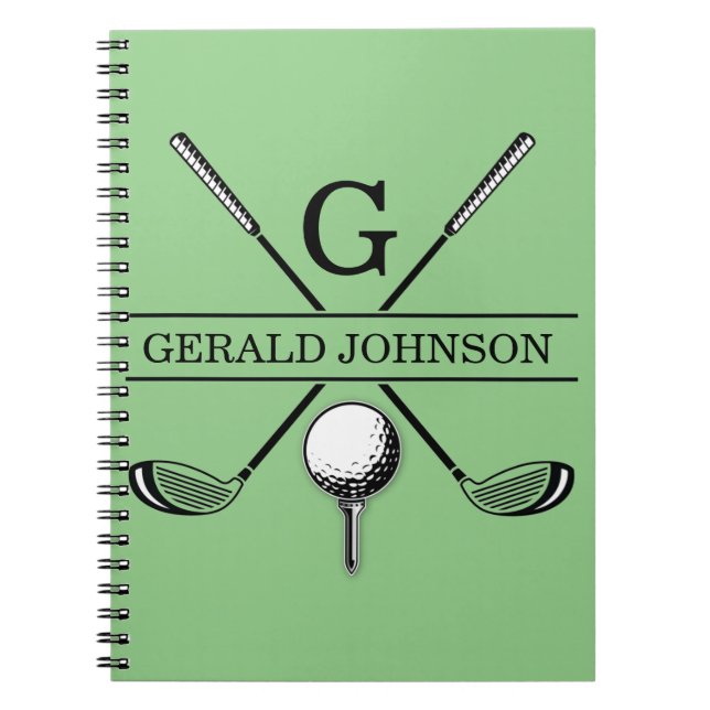 Golfdesign med andningsmonogrammall anteckningsbok (Framsidan)