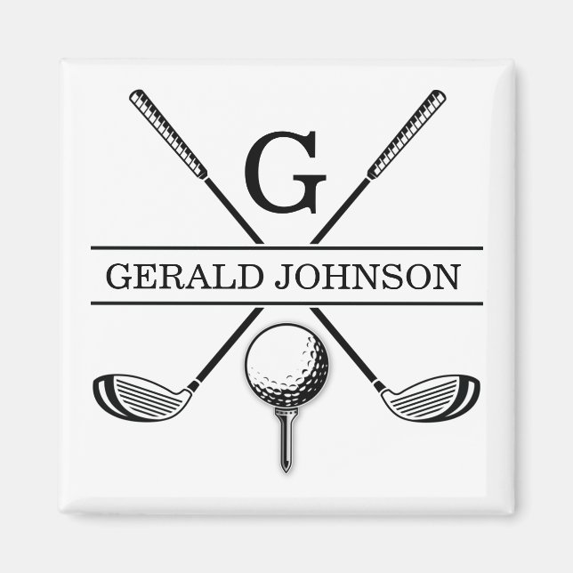 Golfdesign med andningsmonogrammall magnet (Framsidan)