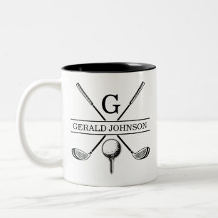 Golfdesign med andningsmonogrammall Två-Tonad mugg