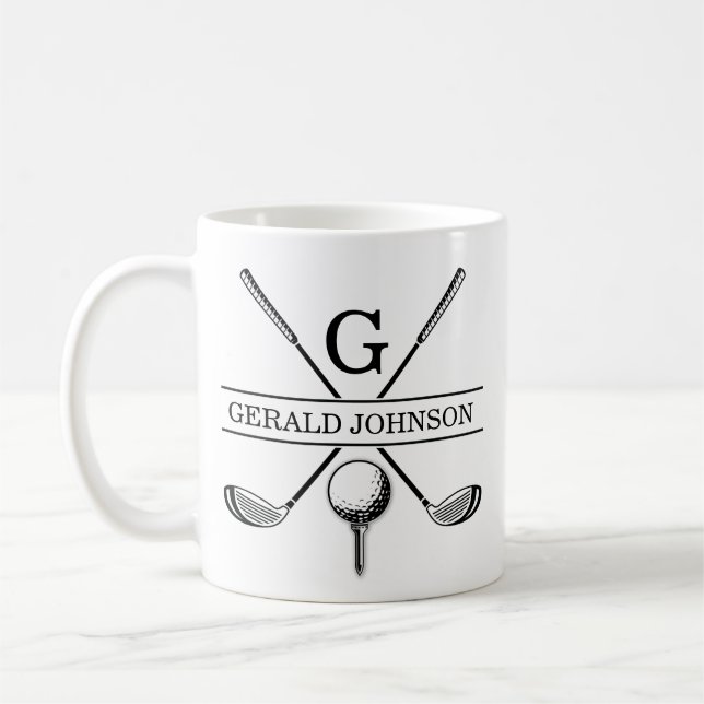 Golfdesign Monogrammall Varumärke Tvåtons Kaffemug Kaffemugg (Vänster)