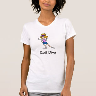 GolfDivaTShirt med tecknadkvinnagolfare Tee Shirt