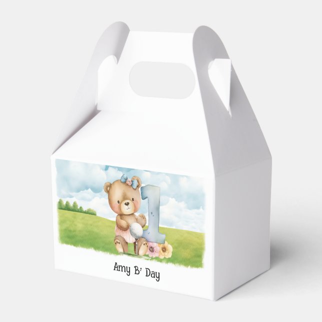 Golfer 1:a födelsedans vattenfärg ett år björn presentaskar (Framsidan Sidan)