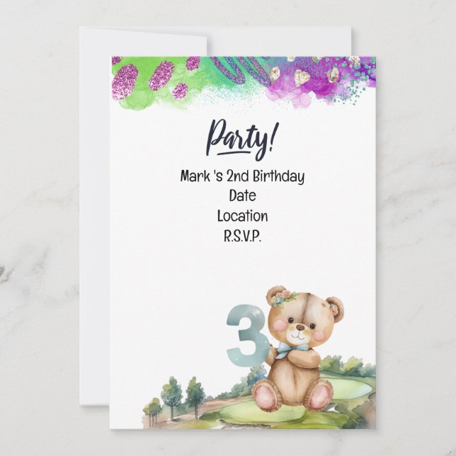 Golfer 3:e födelsedag Spara datumpojken Inbjudningar (Framsida)