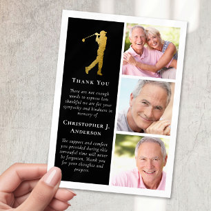 Golfer 3 Photo Sympathy Funeral Tack Kort