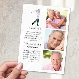 Golfer 3 Photo Sympathy Funeral Tack Kort