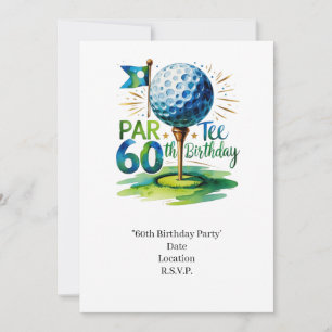 Golfer 60:e födelsedag med golf boll på T Inbjudningar
