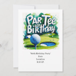 Golfer 60:e födelsedag med golf boll på T Inbjudningar