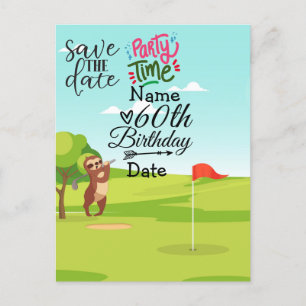 Golfer 60:e födelsedag med golfvagn Spara datumet Inbjudan Vykort