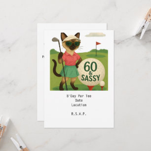 Golfer 60:e födelsedagen för Cat Lover Inbjudningar