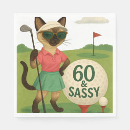 Golfer 60:e födelsedagen för Cat Lover Pappersservett