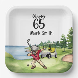 Golfer 65e Birthday Dabbing med golfvagn