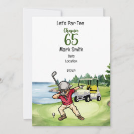 Golfer 65e Birthday Dabbing med golfvagn Inbjudningar