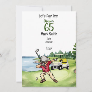 Golfer 65e Birthday Dabbing med golfvagn Inbjudningar