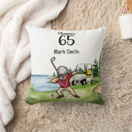 Golfer 65e Birthday Dabbing med golfvagn Kudde