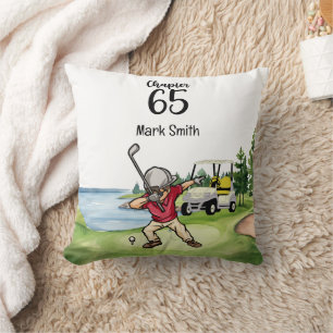 Golfer 65e Birthday Dabbing med golfvagn Kudde