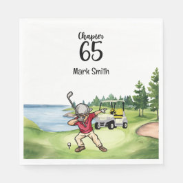 Golfer 65e Birthday Dabbing med golfvagn Pappersservett