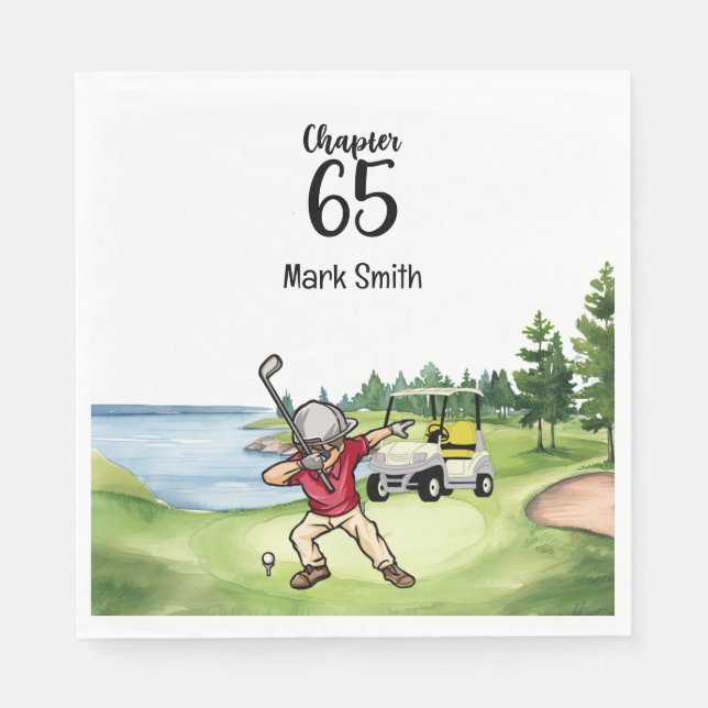 Golfer 65e Birthday Dabbing med golfvagn Pappersservett (Framsidan)